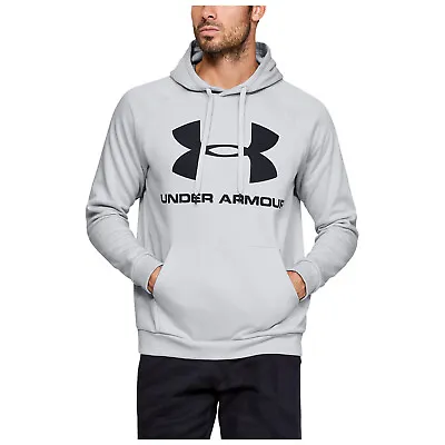 Buy Under Armour Mens Rival Fleece Logo Hoodie Small Grey UA Gym Training Pullover • 29.95£