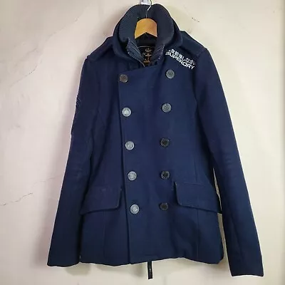 Buy Superdry Mens Medium Peacoat Navy Label Wool Formal Jacket Naval • 39.69£