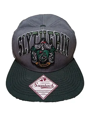 Buy Harry Potter Slytherin Grey Hat Cap ￼ Snapback Embroidered Bill Snake Adjustable • 13.99£