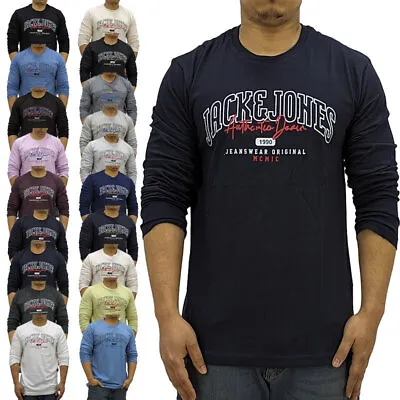 Buy Jack & Jones Mens T Shirts Crew Neck Casual Cotton Tee Long Sleeve T Shirt M-2XL • 8.99£