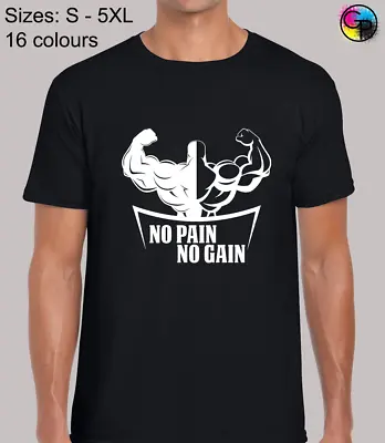 Buy No Pain No Gain Gym Training Top Regular Fit T-Shirt Top TShirt Tee For Men • 9.95£