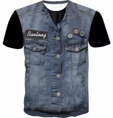 Buy New Men Women 3D T-Shirt Cowboy Vest Print Casual Short Sleeve Tops Tee S-5XL • 10.67£
