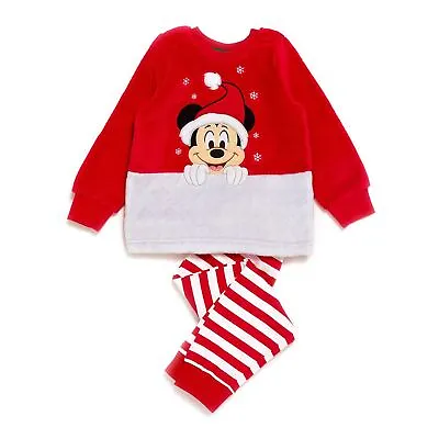 Buy Disney Kids Mickey Mouse Fluffy Pyjamas Festive Unisex 2 Piece Set - 4 Years • 10.79£