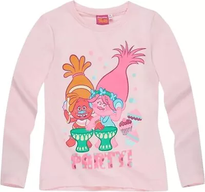 Buy Kids Girls Trolls Long Sleeves T Shirt Top Tee Minions Pink Tunic Vest 6-12 Yr • 4.99£