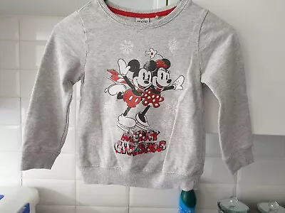 Buy Girls Next Mickey Mouse Design Grey Xmas Sweatshirt Age 3 Years • 2.50£