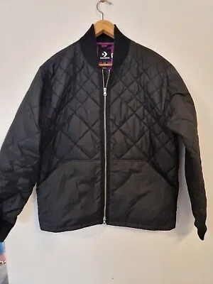 Buy CONVERSE Primaloft Mid Length Quilted Jacket Black Size M • 30£