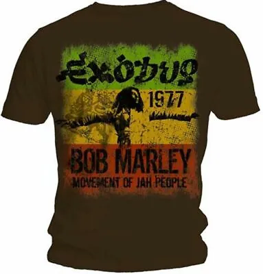 Buy Official Bob Marley Exodus Movement Mens Brown T Shirt Bob Marley Classic Tee • 16.95£