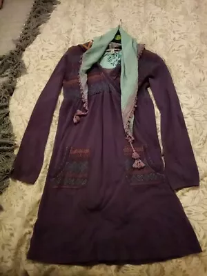Buy Fat Face Girls Purple Hoodie Dress With Scarf Age 12-13 Years • 11£