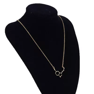Buy Gold Chemistry Serotonin Pendant Serotonin Molecule Necklace Women Girls Jewelry • 4.84£