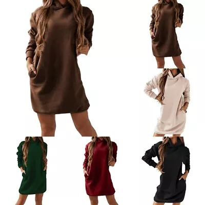 Buy Women's Comfy Hooded Sweatshirt Dress With Long Sleeves And Relaxed Fit • 26.46£