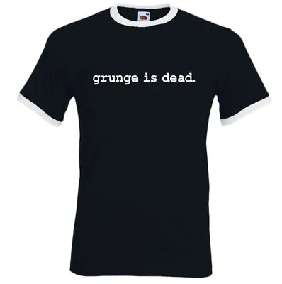 Buy Grunge Is Dead Mens Retro Ringer T-Shirt Nirvana As Worn By Kurt Cobain • 12.99£