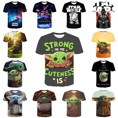 Buy Kids Boys Girls Star Wars Yoda Baby Casual Short Sleeve T-Shirt Tee Top Gift UK • 6.98£
