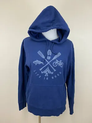 Buy Life Is Good S Navy Blue Outdoor Graphic Hoodie Sweatshirt Fish Camp Bike • 17.36£