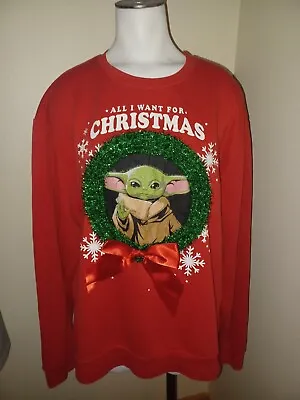 Buy Star Wars Mandalorian Yoda Lightweight Ugly Christmas Sweater Party Plus Sz XXL • 18.77£