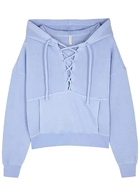 Buy Free People Movement Blue Hoodie XS Lace Up Believe It Short Sweatshirt Sample • 39£