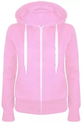 Buy Womens Plain Zip Hoodie Ladies Hooded Zipper Sweat Shirt Jacket Coat Sweater Top • 6.25£