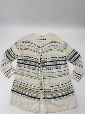 Buy J.Jill Cardigan Stripe Open Front Duster Sweater Pin Closure Women Size XL • 26.90£