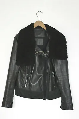 Buy *WOW* AllSaints Ladies CASSET Leather/Shearling/Sheepskin Biker Jacket UK10 US6 • 159.99£