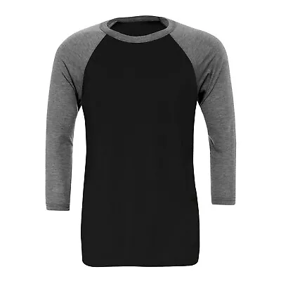 Buy Mens Triblend 3/4 Long Sleeve Baseball T-Shirt Causal Raglan Top Bella Canvas • 10.29£