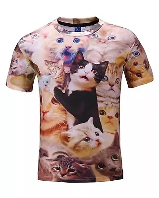 Buy Cats All Over T-Shirt Animal Lover Kittens Kitties Funny Ironic Silly Graphic 3D • 11.99£