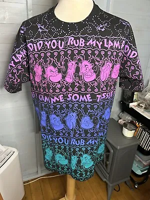 Buy Rare 90s Single Stitch Disney Character Fashions Aladdin Genie AOP T-Shirt • 159.99£