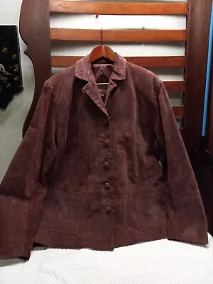 Buy Stan Herman Studio 100 % Leather/Suede Berry Color Jacket Blazer Coat Ladies • 14.17£