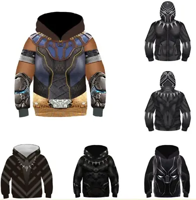 Buy Childrens Kids Boys Panther Cosplay Hoodie Casual Sweater Jacket Costume Cosplay • 18.94£