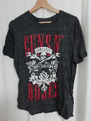 Buy Guns And Roses Shirt Mens Size L Grey Appetite For Destruction Graphic Logo • 13.99£