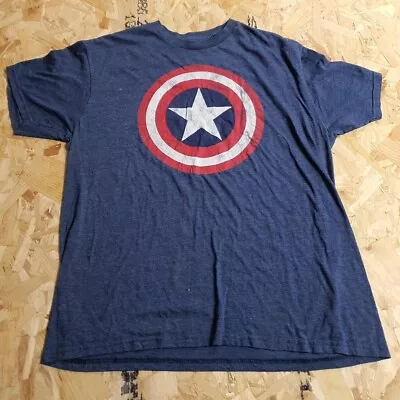 Buy Marvel Captain America T Shirt Blue Adult Large L Mens Graphic Summer Outdoors • 12.99£