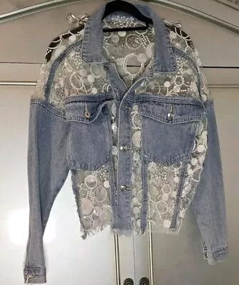 Buy Lace And Sequin Denim Jacket Very Unique And Pretty. • 29.99£