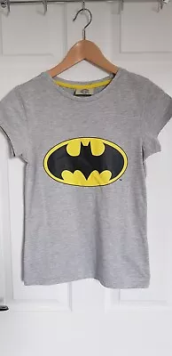 Buy DC Comics Batman Logo Grey Ladies Top T-shirt Size 8 Tshirt • 3£