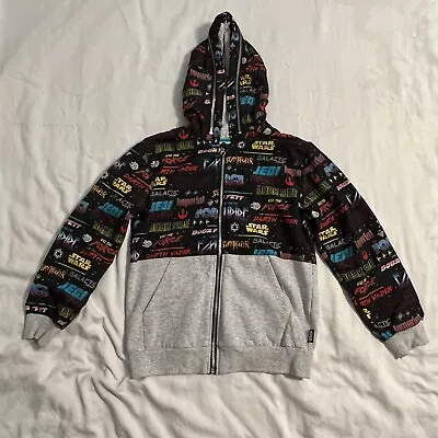 Buy Disney Star Wars Youth Size 9/10 Zip Up Hoodie Gray Black Multicolored Pockets • 11.84£