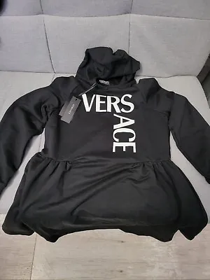 Buy Versace Hoodie Dress Black With Logo Kids Size 12-14 Years BRAND NEW WITH TAGS • 100£