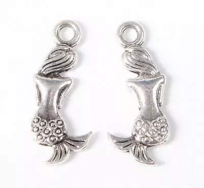 Buy Mermaid Charms Jewellery Making Pendants Crafts Silver Pack Of 10 • 1.99£