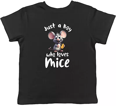 Buy Just A Boy Kids T-Shirt Who Loves Mice Mouse Rodent Rat Children Boys Girls Gift • 5.99£