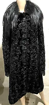 Buy Andrew GN Fall 2003 Fur Collar Embroidered Black Dress Jacket Coat US 4 6 SMALL • 974.65£