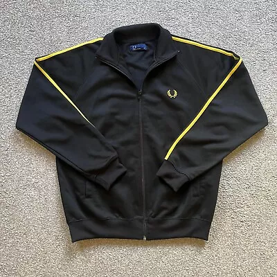 Buy Fred Perry Retro Style Black And Yellow Zip Up Bomber Track Jacket Medium • 35£