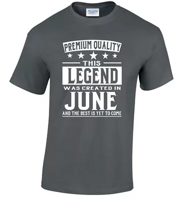 Buy Men's T-Shirt Legend Birthday June 65th 40th 50th Gift Present October November • 10.95£