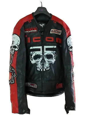 Buy Vintage Icon Skull Motorcycle Leather Jacket Very Rare • 1,072.54£