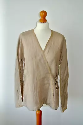 Buy DOSA Golden  Silk Wrap Shirt Jacket With Lace Detail In Size 4 • 25£