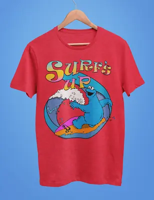 Buy Men's Cookie Monster Surfs Up T Shirt XS S M L XL XXL Retro Christmas Gift Top • 19.99£