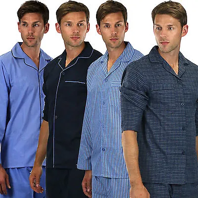 Buy Mens Plain Poly Cotton Pyjama PYJAMAS Traditional Gents Button  Sizes S- Xxxxl  • 16.75£