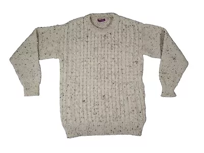 Buy Highland Home Industries Aran Jumper Fisherman Cable Knit Wool Sweater Roomy S • 24.99£