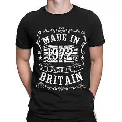 Buy Personalised Born In Britain Made 1972 Birthday Retro Mens Womens T-Shirts #DNE • 9.99£