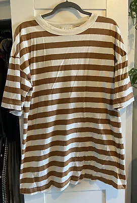 Buy Topshop Brown Ivory Striped Oversized Tshirt Size S/M • 10£