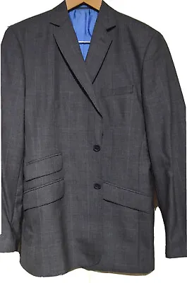 Buy Adam Shener ~london Smart Slim Fit Grey Check Business Suit Jacket Uk 40r Eu 50r • 49.99£