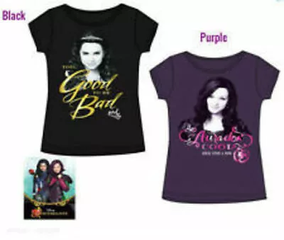 Buy Girls T-shirts Descendants Summer Top Short Sleeve Crew Neck Disney Purple Black • 9.99£