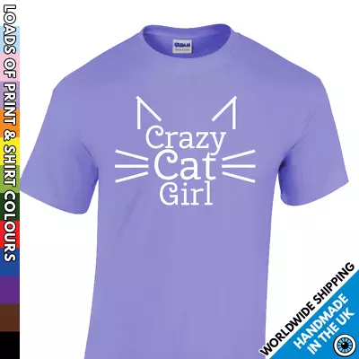 Buy Girls Crazy Cat Tshirt - Kitten Funny Pet Girl Kids - Girls Fun T Shirt Cute Top • 7.99£