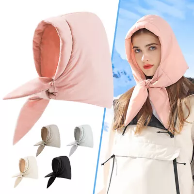 Buy Winter Windproof Headscarf Hooded Neck Scarf Women Light Fluffy Warm Scarf Hat • 7.43£