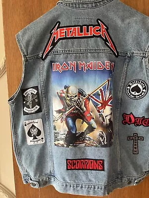 Buy Custom Denim Battle Jacket Vest Patches Rock Heavy Metal  Large • 100£